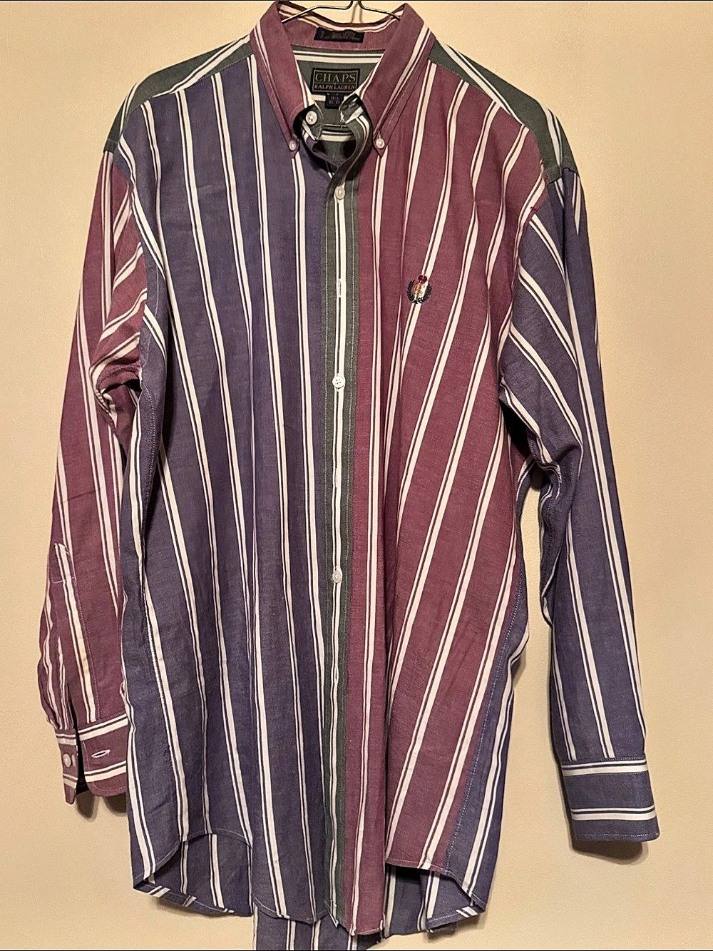 Chaps Ralph Lauren Striped Button Down in Purple & Red Size 151⁄2 32/33
